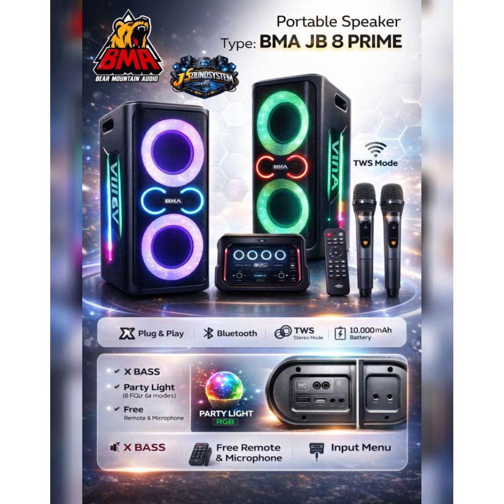 SPEAKER PORTABLE BMA / BMA JB-8 PRIME / SPEAKER PARTYBOX / BMA JB PRIME SERIES