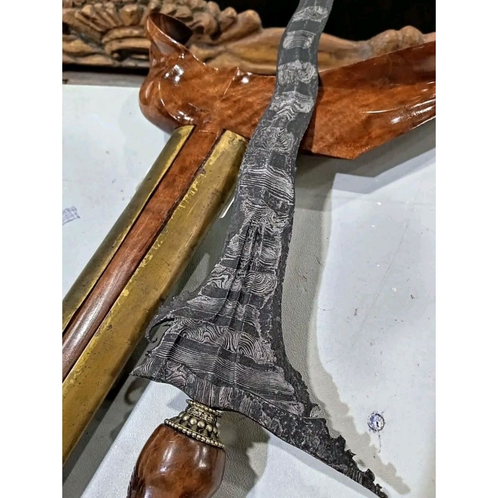 Keris Jawa Asli Balebang pamor Korowelang Kuno Langka Warangka Ladrang Jogja Pendok Bunton