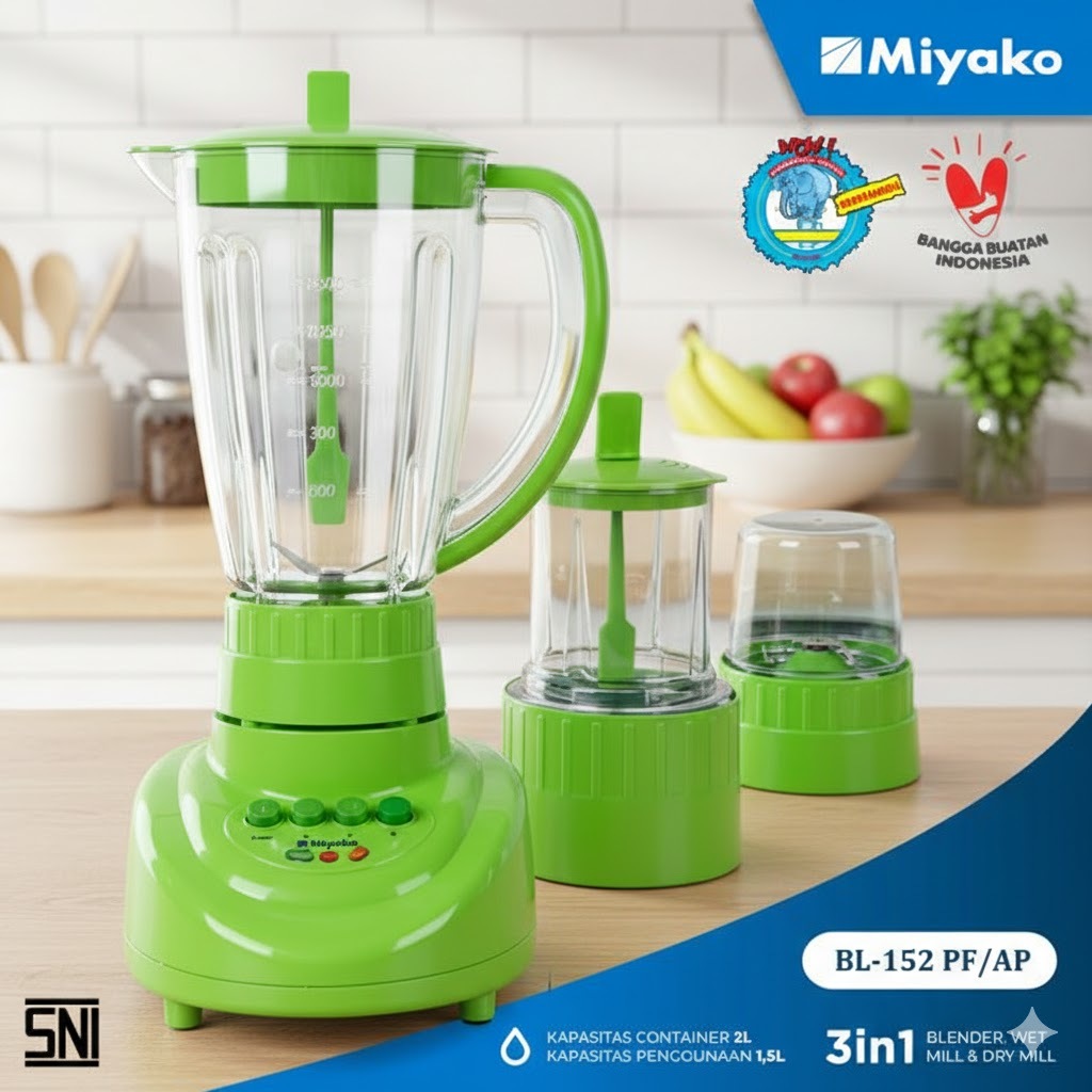 Blender Miyako BL152PF/AP (Plastik) - Hijau - BL152PF/AP