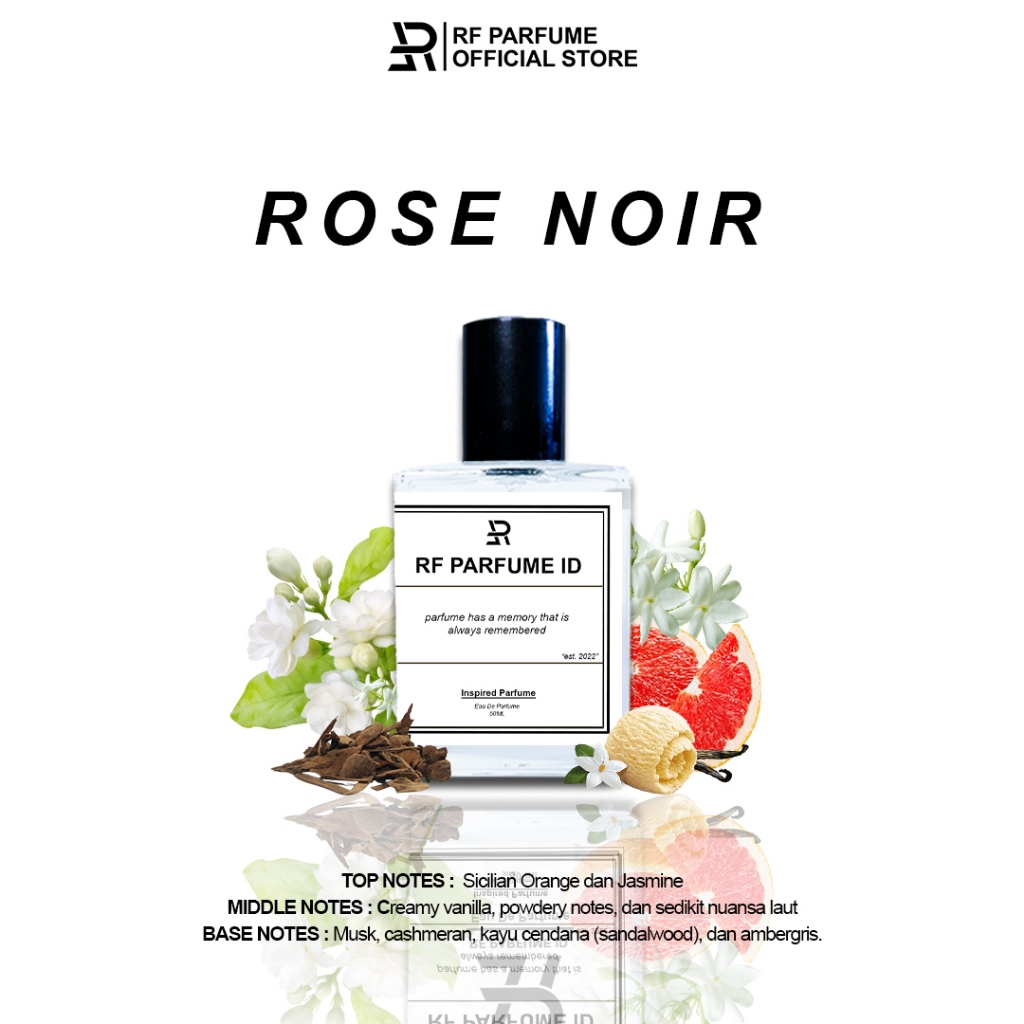 PARFUME WANITA ROSE NOIR TAHAN LAMA WANGI MANIS LEMBUT POWDERY INSPIRED PARFUME BY RF PARFUME ID