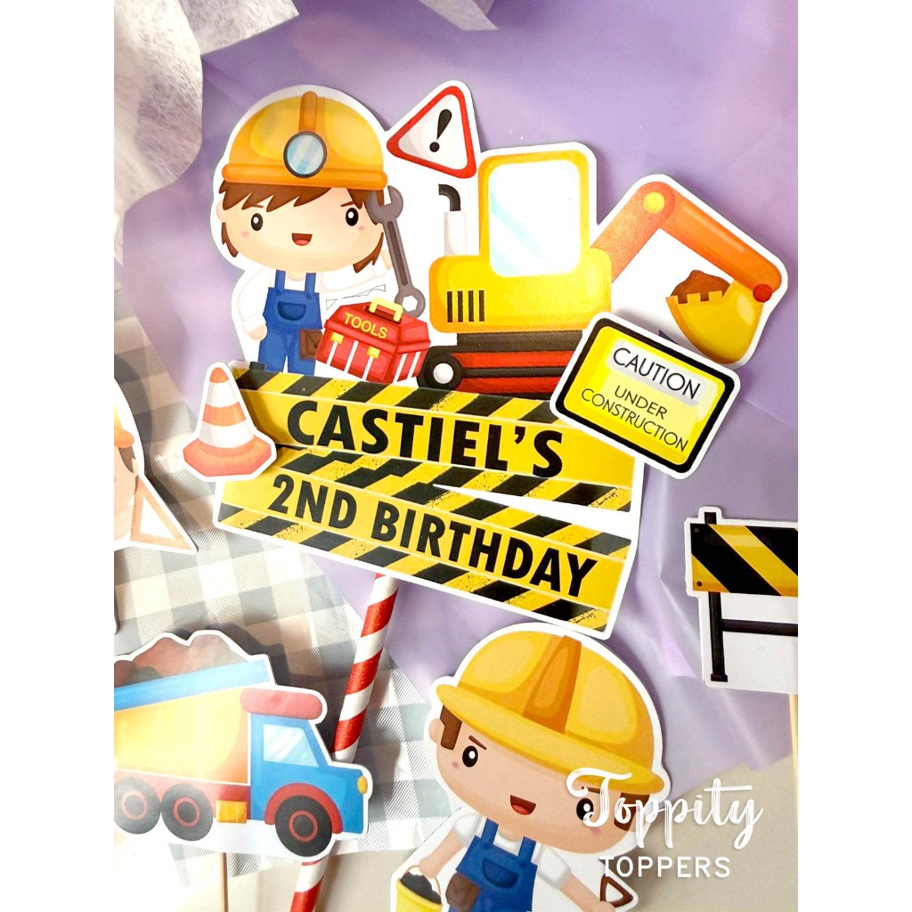 Topper cake kue ulang tahun birthday Construction excavator