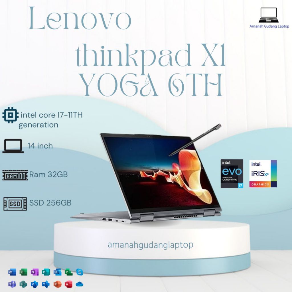 Laptop Lenovo X1 yoga 6TH Core i7 gen 11 Ram 32GB SSD 512GB mulus original bergaransi