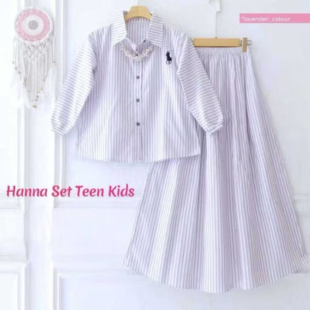 HANA SET KIDS (7TAHUN-15TAHUN) BAHAN KATUN // SETELAN ROK REMAJA// SETELAN KEKINIAN // SETELAN LEBAR