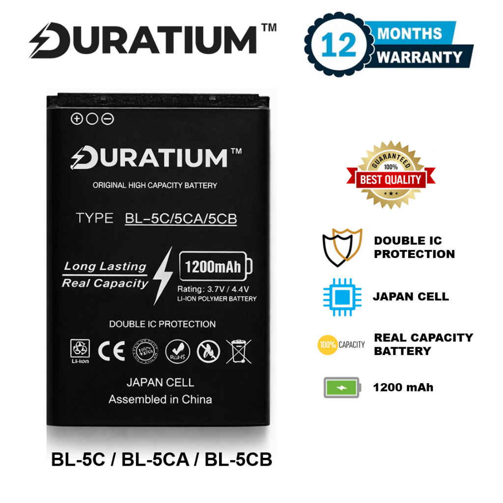 DURATIUM ORIGINAL BL-5C Baterai Nokia 5030 5130 XpressMusic 6030 6085 6086 6230 6230i 6267 6555 6600