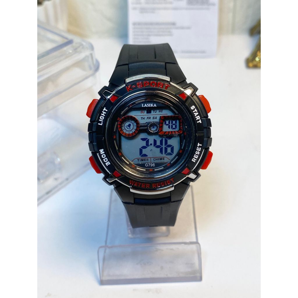 [BISA COD] 5PJ - Jam Tangan Lasika G796 - Diameter 3.5mm- Tali Karet - Fitur Alarm Hari Lampu - Wate