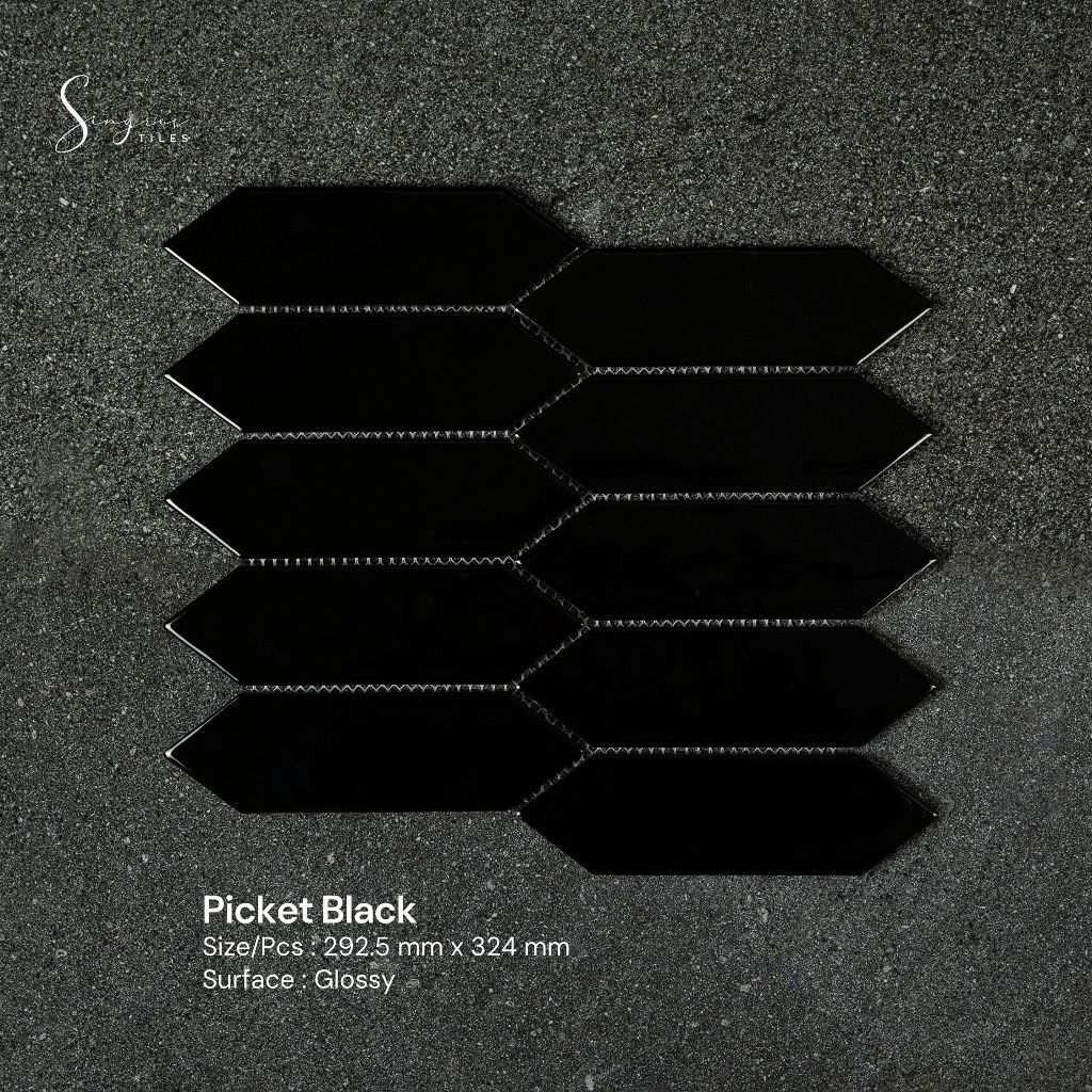 Black Picket Mosaic Tiles | Mosaic Keramik