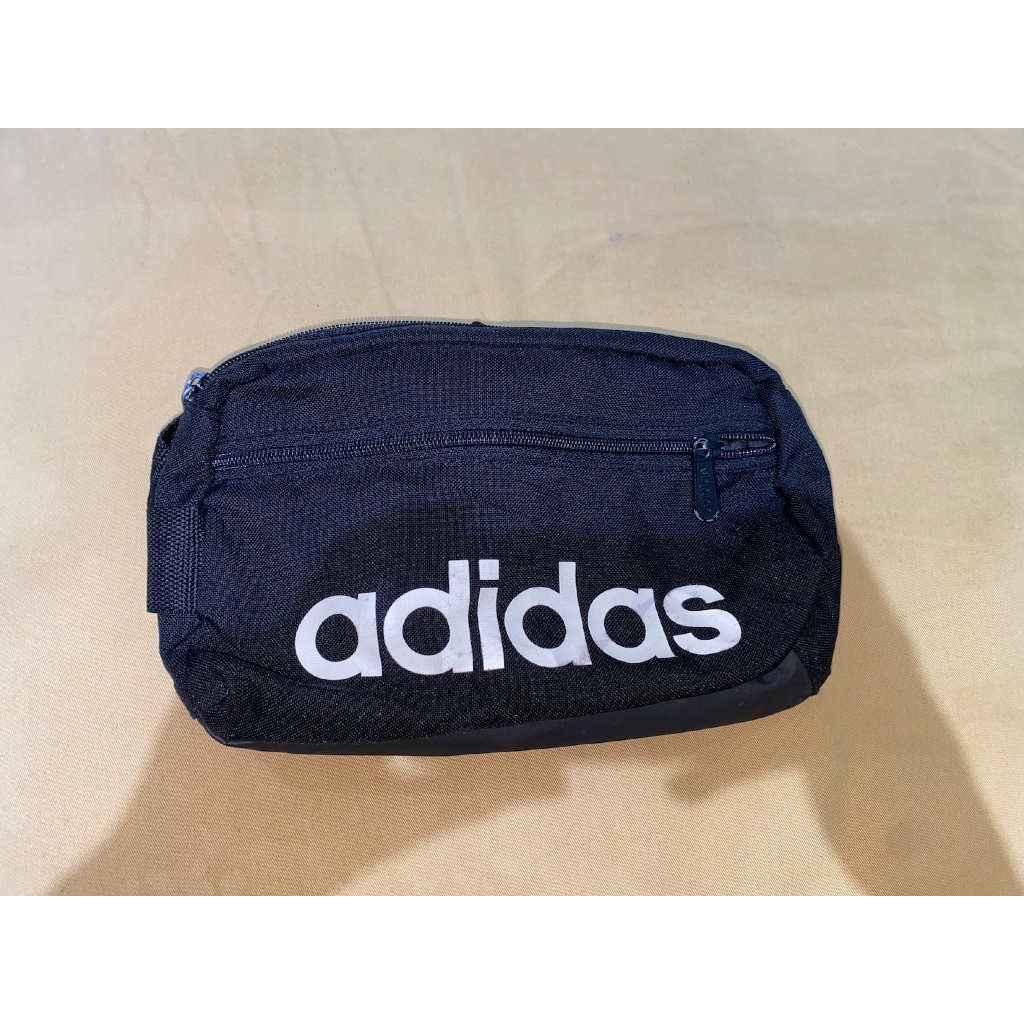 tas sling bag waist pria cowo Adidas canvas mix leather hitam preloved