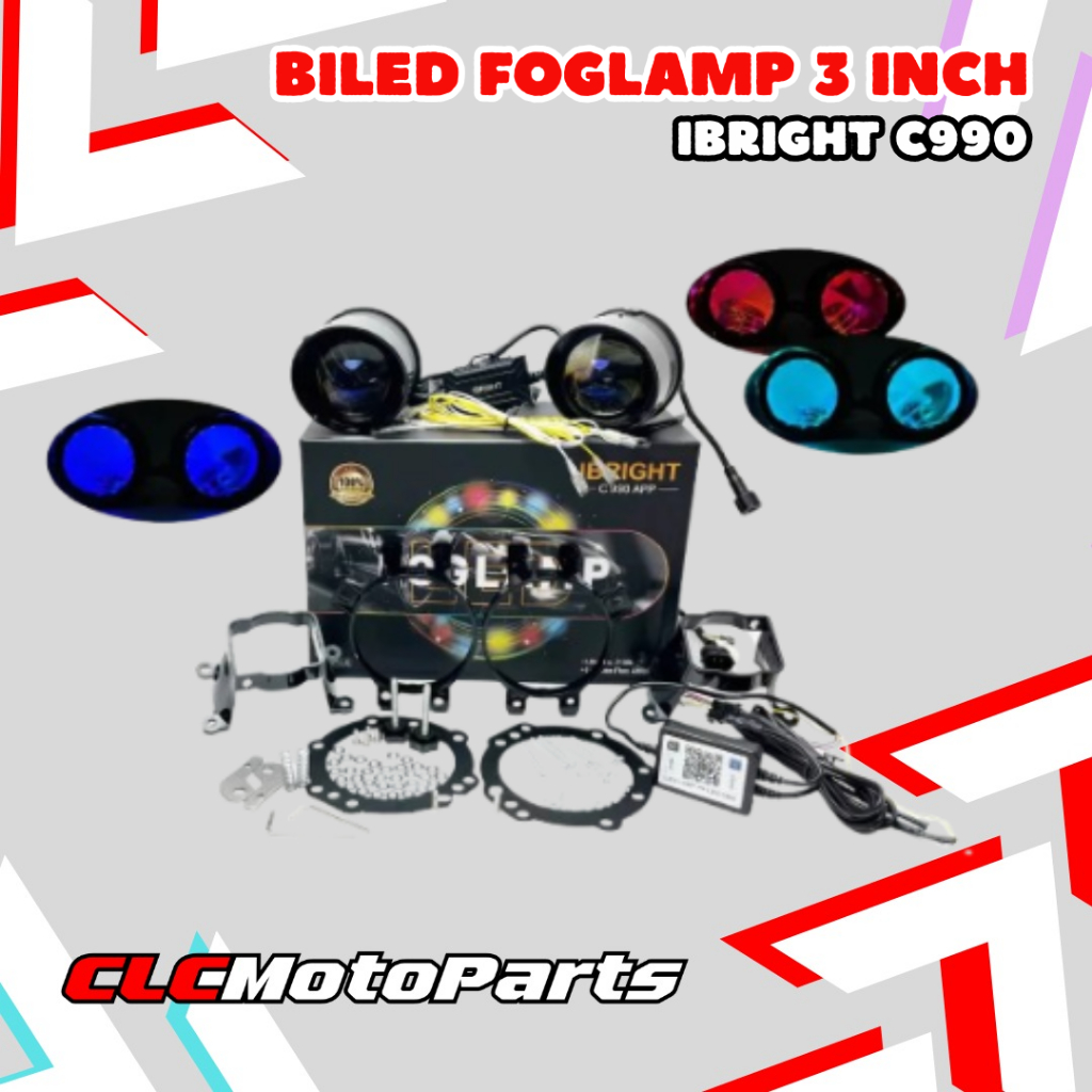 IBRIGHT - Sepasang Foglamp 3inc IBRIGHT Upgrade Honda dan Toyota Blue Lens C990 Bonus Breket Foglamp