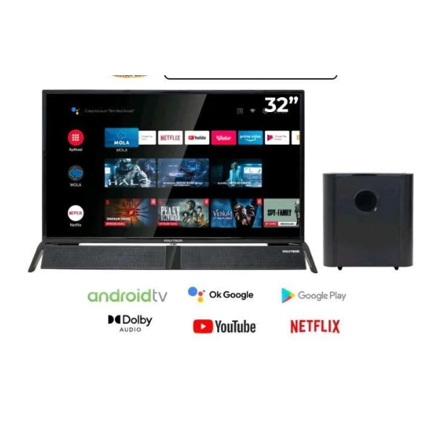 LED POLYTRON 32BG5058 GOOGLE TV + SPEAKER SOUNDBAR