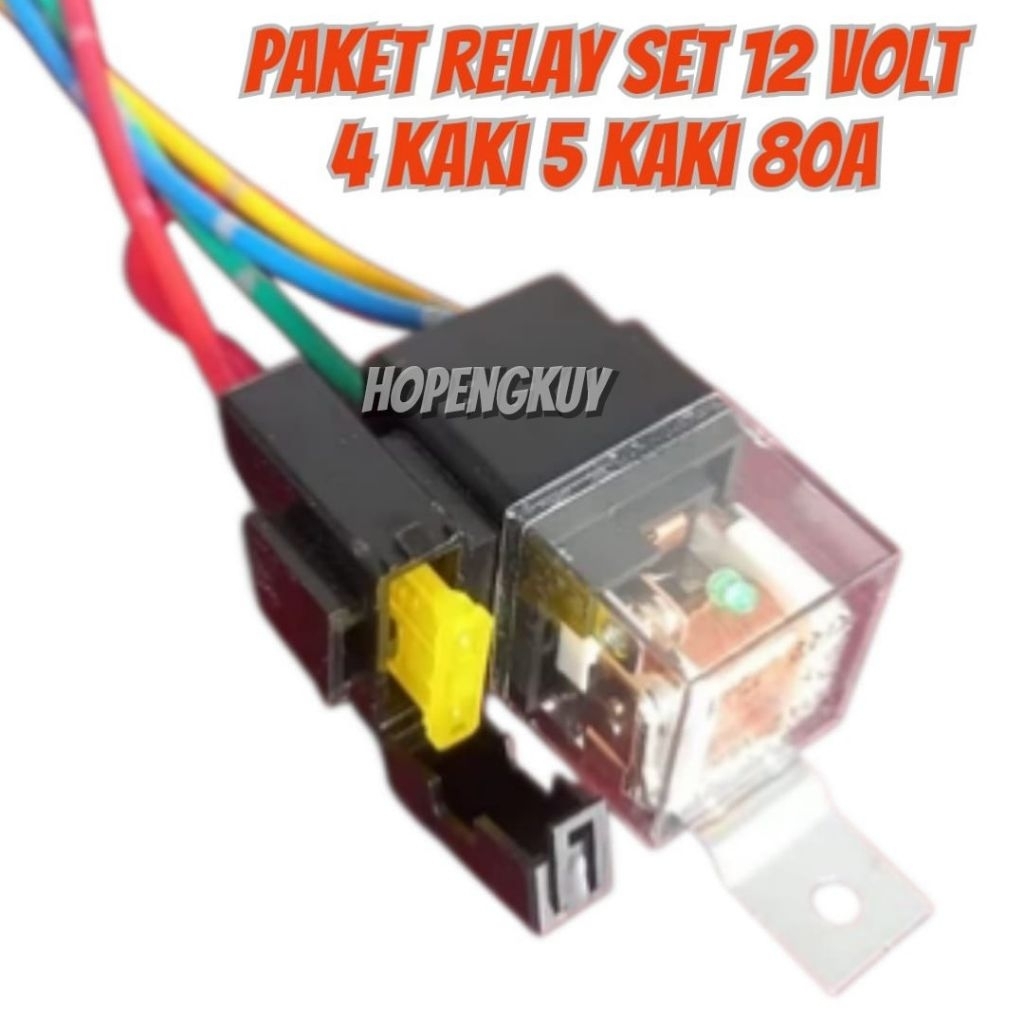 RELAY LAMPU TEMBAK KLAKSON SOKET RILEY 4 KAKI 5 KAKI 12V 80A PLAT TEMBAGA