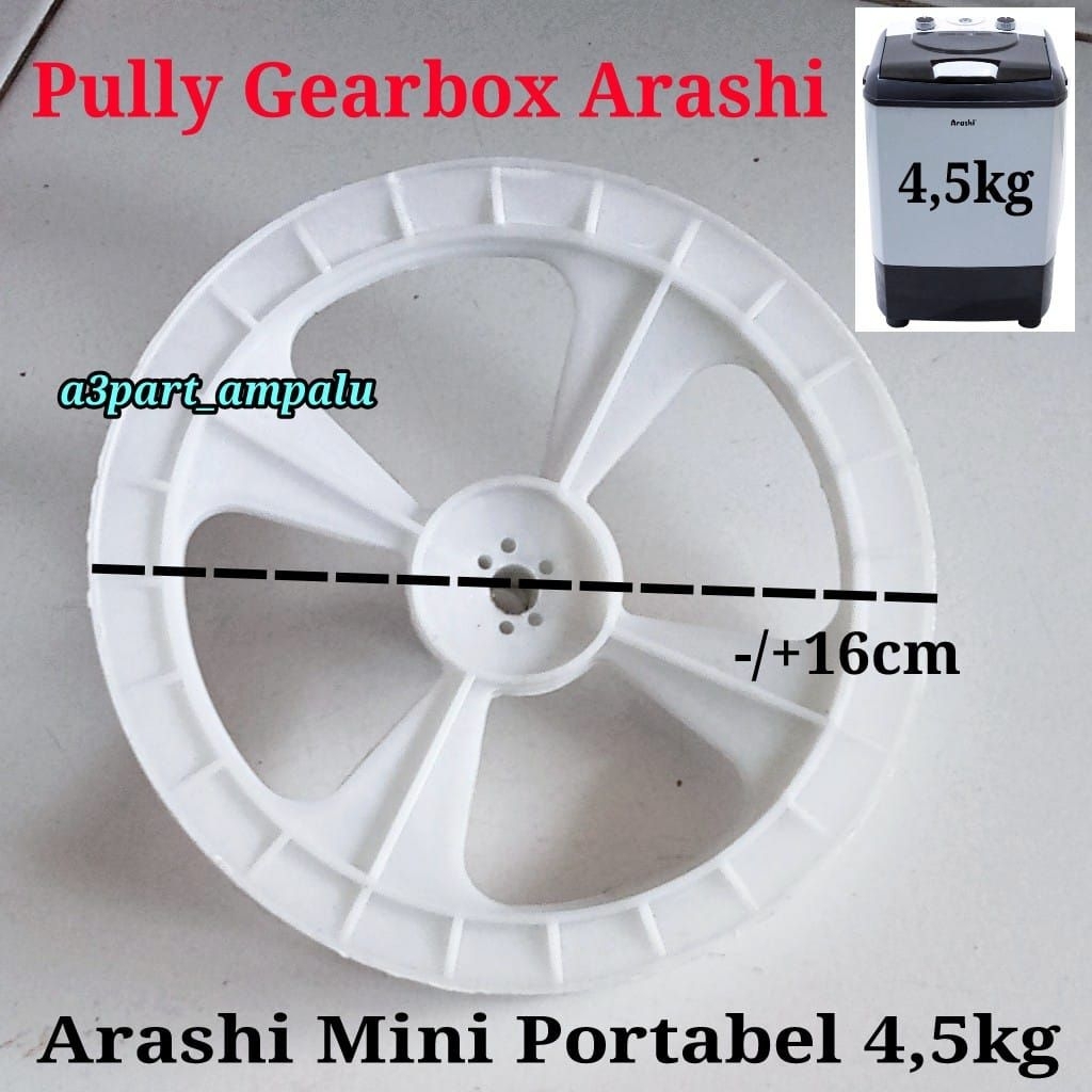 Pully Gearbox Mesin Cuci Arashi Mini Portable Kapasitas 4,5kg Diameter 16cm