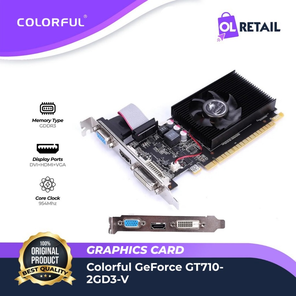 VGA COLORFUL GT710 2GB / VGA GT 710 2GD3-V / VGA COLORFUL GT 710 2GD3-V - GARANSI RESMI