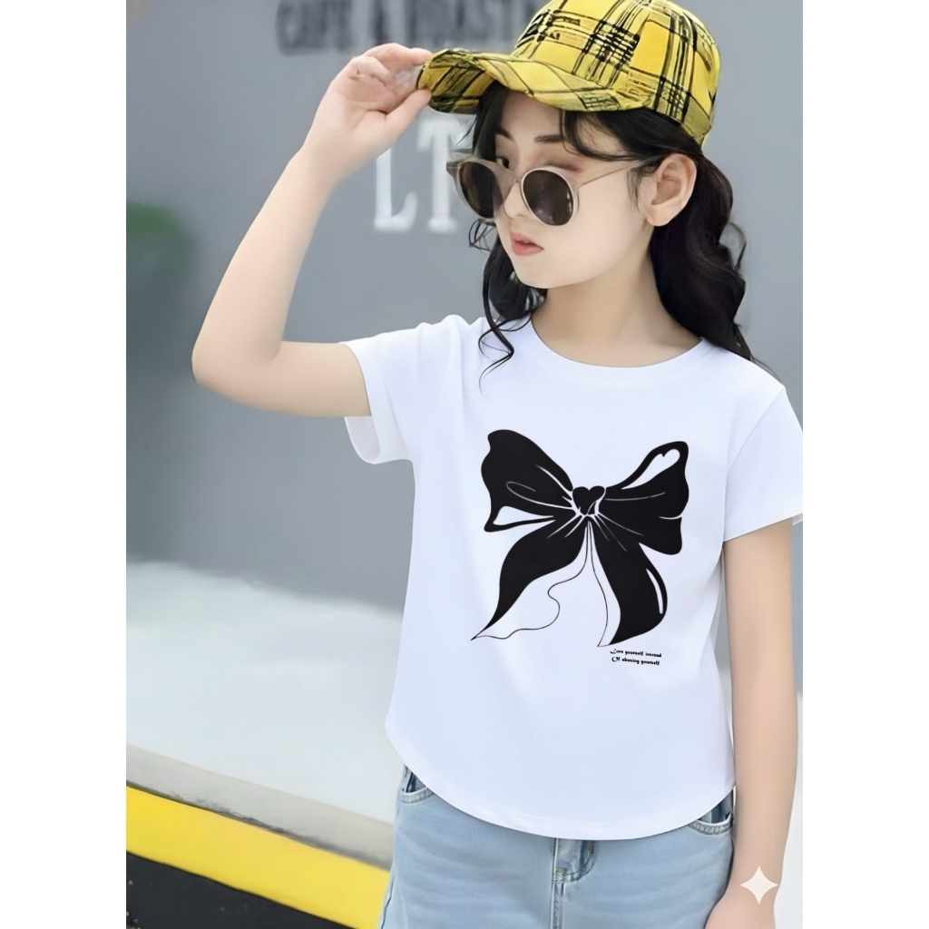 KAOS BOCAH kaos oval oversize anak perempuan spandek oval pita
