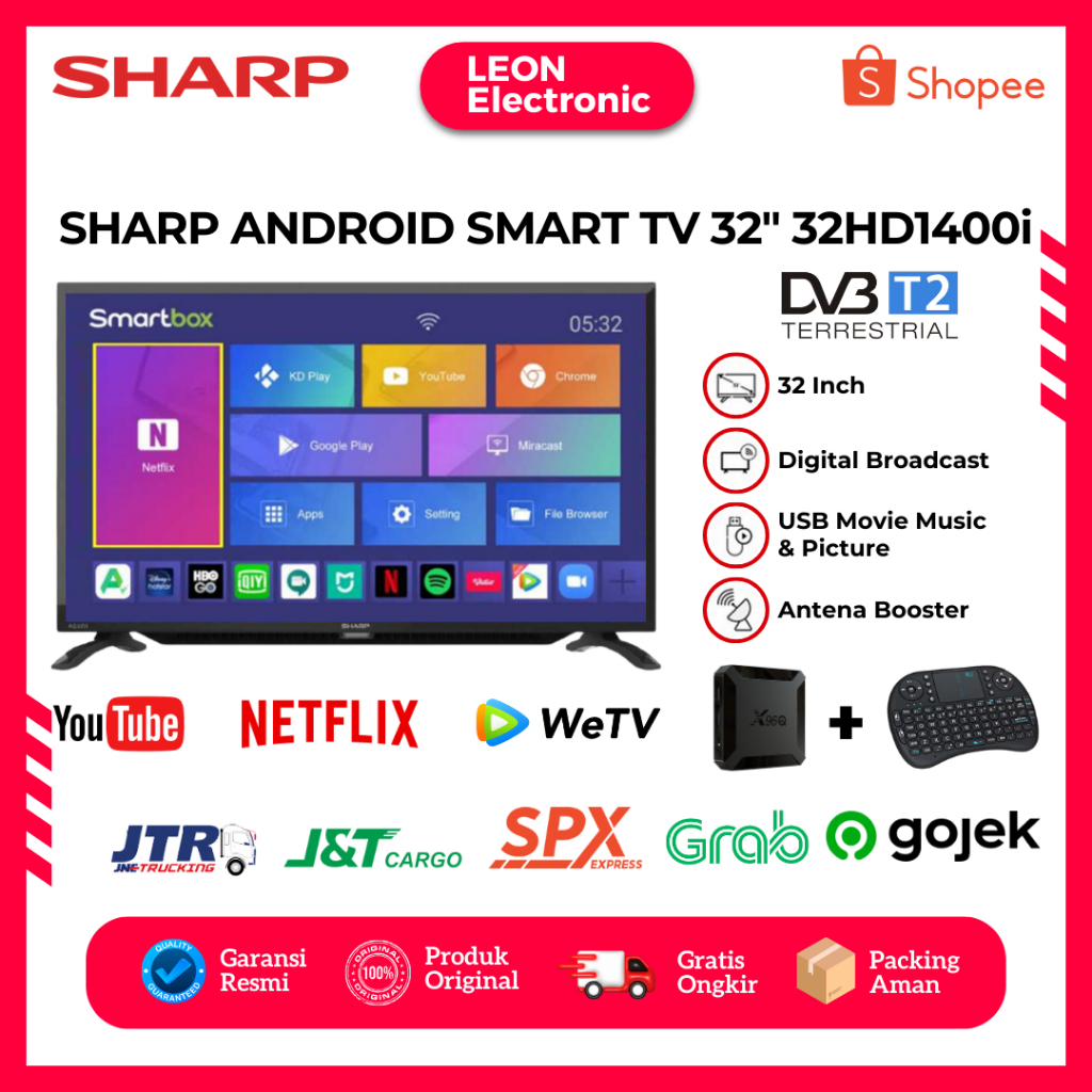 SHARP 32 Inch Android Smart TV Box HD Digital 32HD1400i