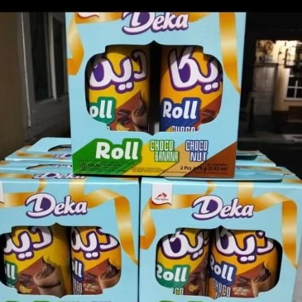 Deka Wafer roll 1paket isi 2 kaleng Ras Choco banana dan choco nut 100g /dus isi 12 paket