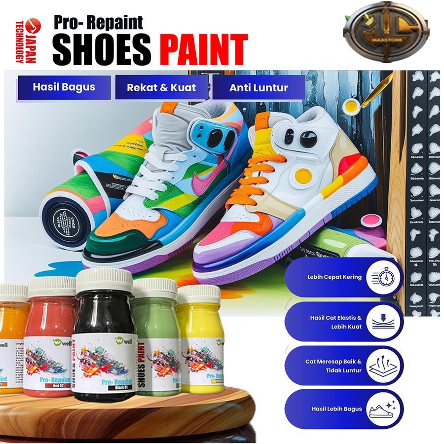 Cat Sepatu Warna Warni Shoe Paint Well Pro Leather Paint Shoes Cat Kulit Sintetis Tas Canvas Suede R