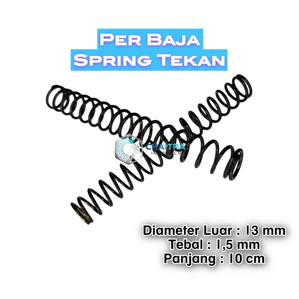 Per Tekan (Compression Spring) Baja - OD 13mm Tebal 1.5mm Panjang 10cm