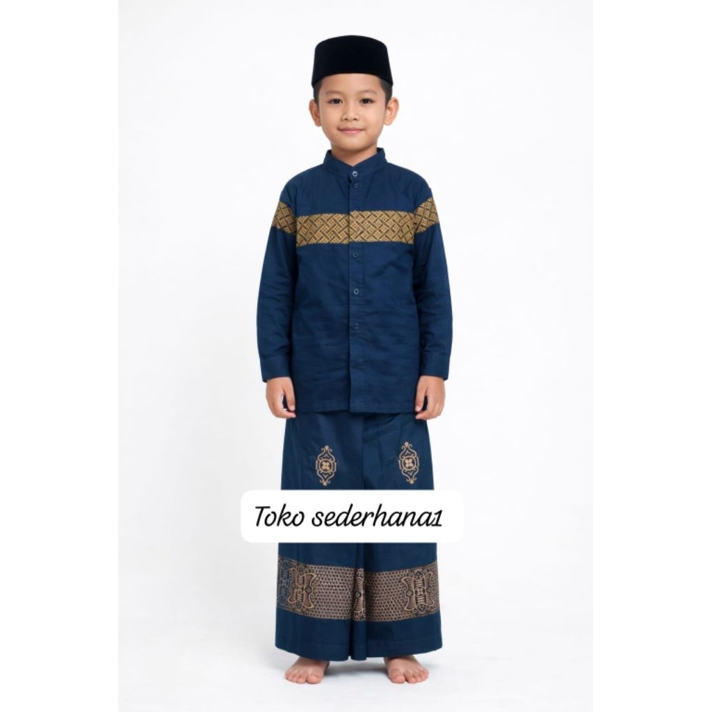Set Baju koko Sarung Instan Anak Terbaru-Baju Koko Anak Lengan Panjang Set Sarung