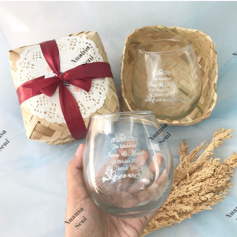 Souvenir Cangkir Minum Gelas Tuscany Citinova Gelas Telur Tumbler Wine Kaca Sablon Kemas Besek