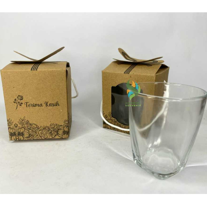 Souvenir Gelas Teh Cangkir Minum Kopi Tumbler Kotak SQT Cup Kaca Lowball Gelas Segi Beling Mini