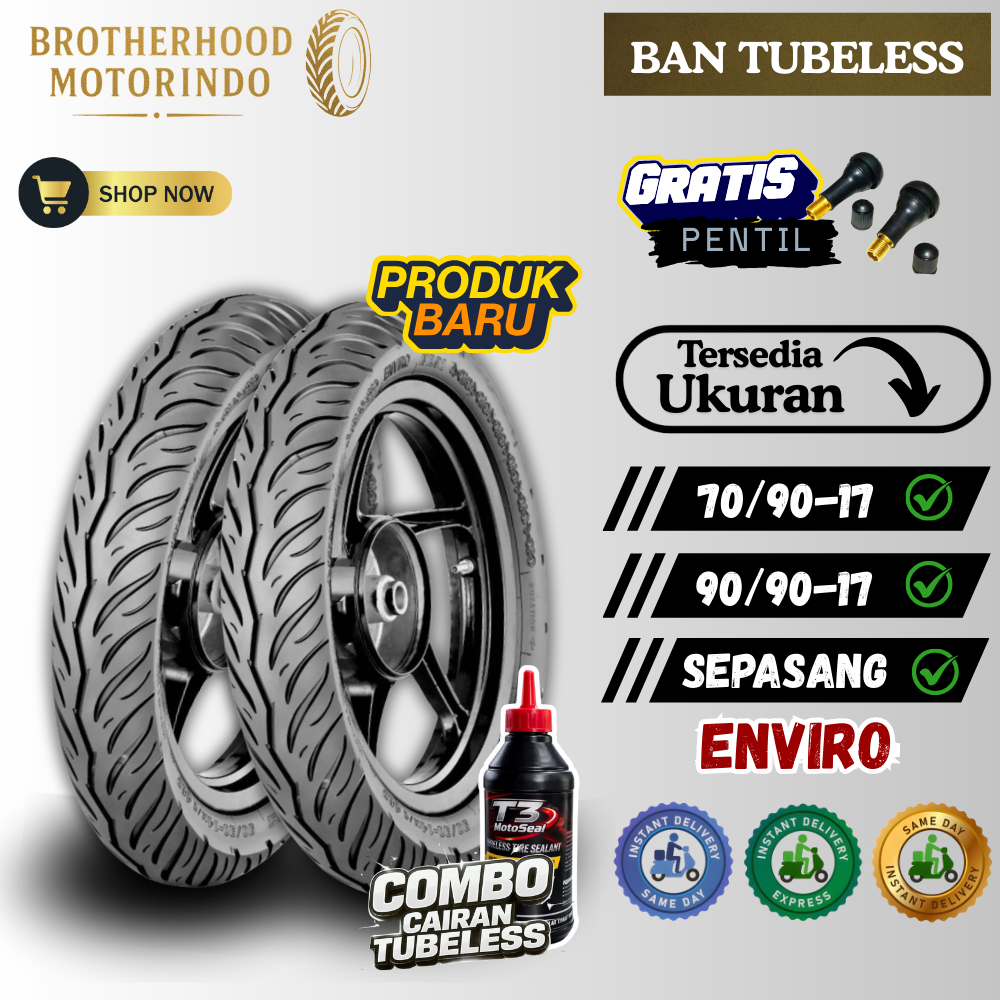 (PAKET SEPASANG) BAN IRC ENVIRO TUBELESS (70/90-17 / 90/90-17) BAN IRC / BAN RING 17 / BAN IRC RING 