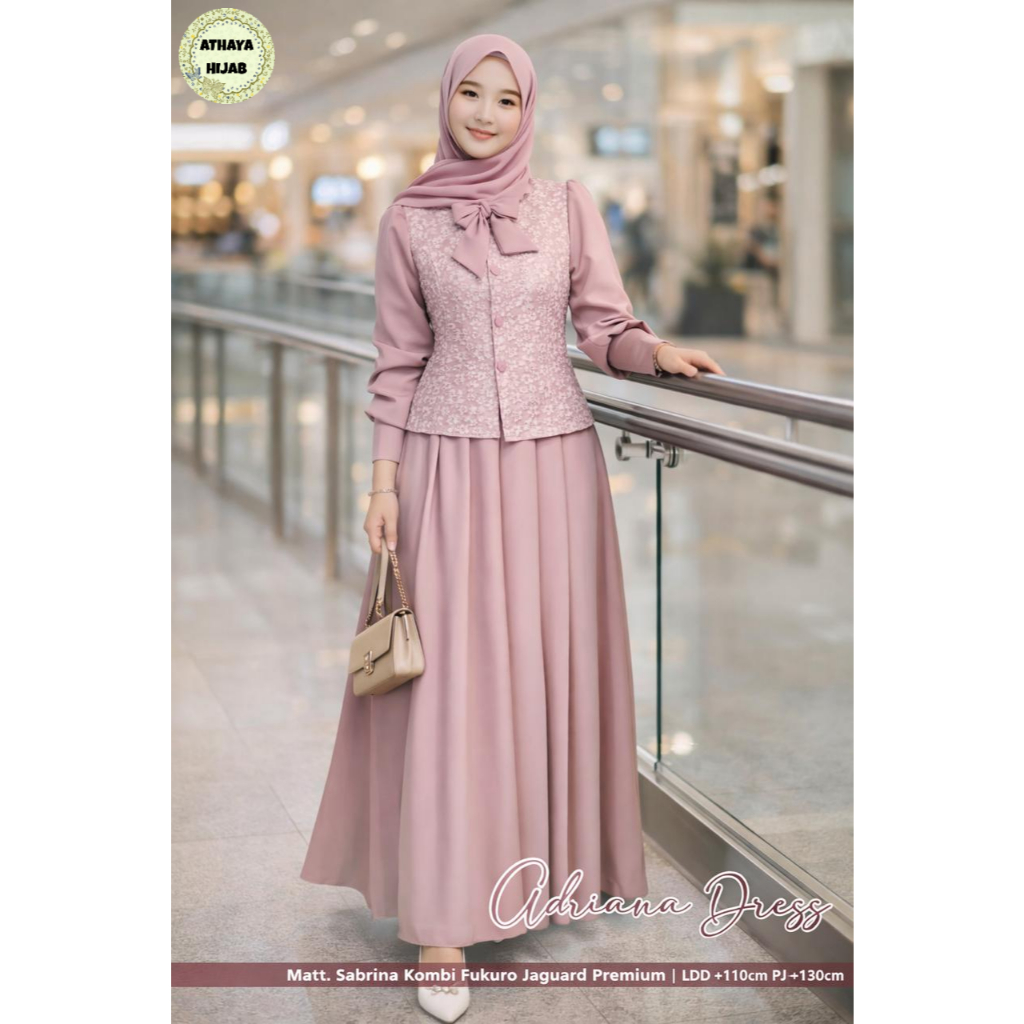 Gamis Lebaran Wanita Terbaru 2026 Baju Pengajian Ibu Pernikahan Set Gamiss Hijab Dres Brokat Muslima