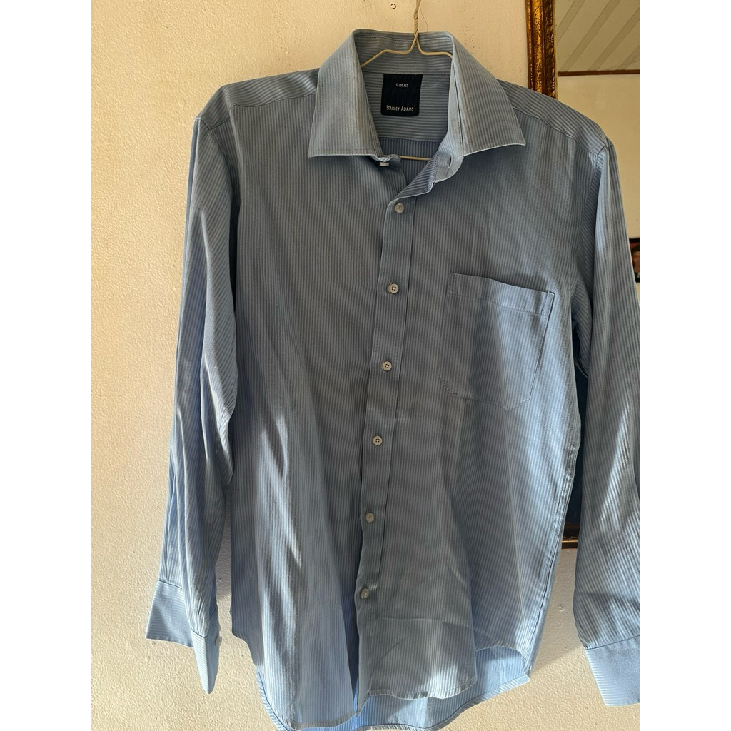 kemeja stanley adam salur slim fit