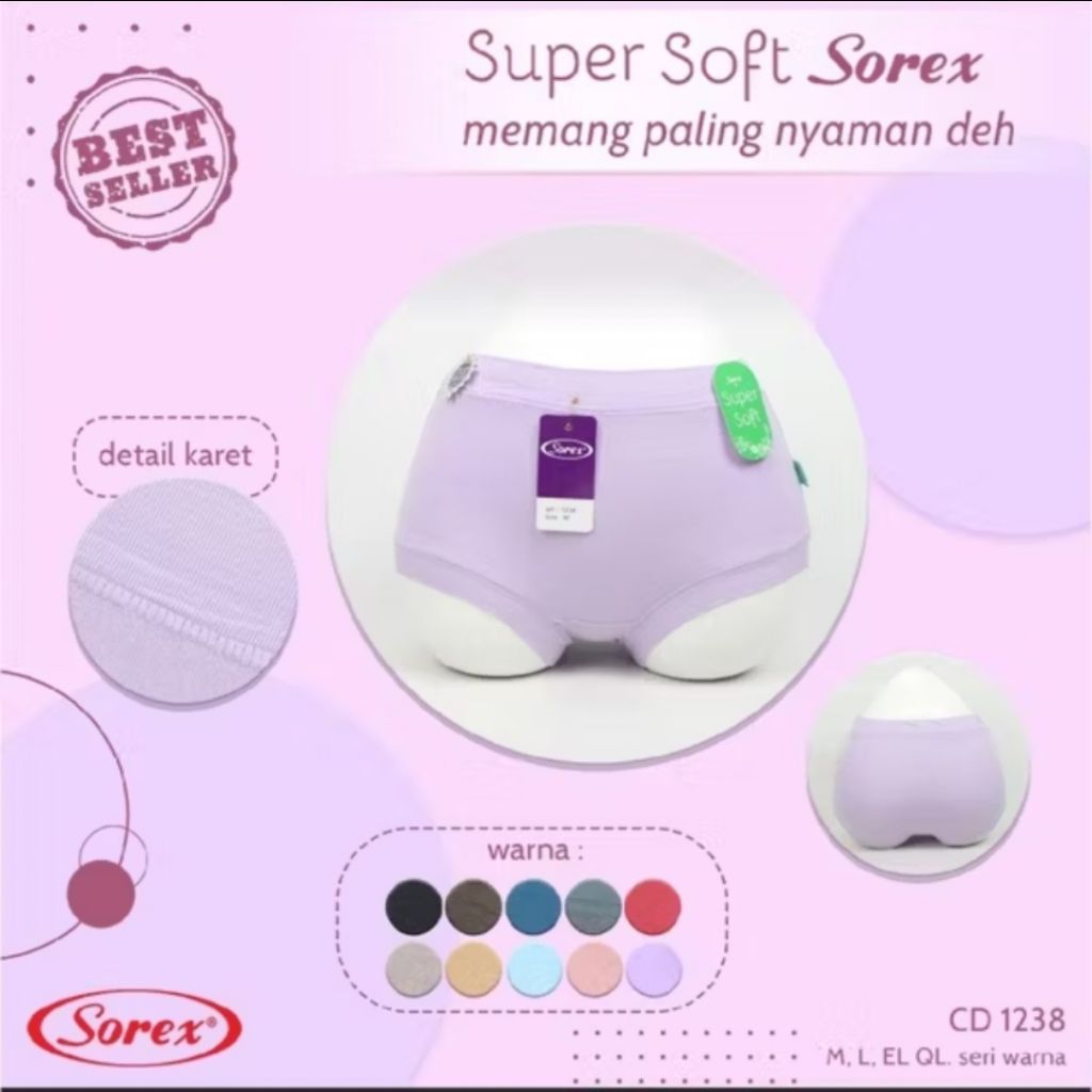 CD Celana Dalam Wanita Perempuan Mrek Sorex Super Soft Karet Tinggi Bahan Premium Halus Dan Nyaman
