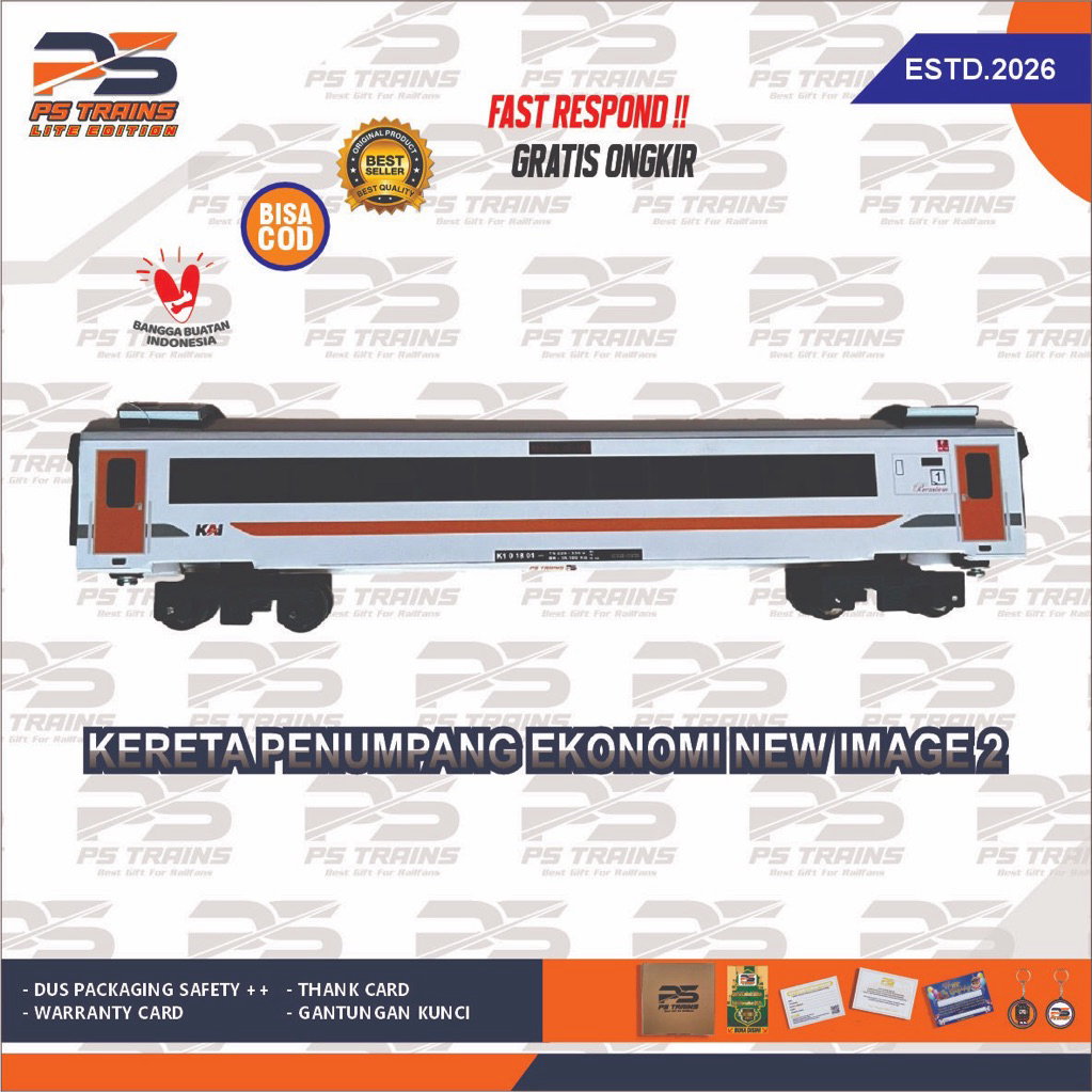 Mainan Kereta Api Replika Seri Gerbong Kereta Ekonomi All Livery Handmade PsTrains Lite Mainan Minia