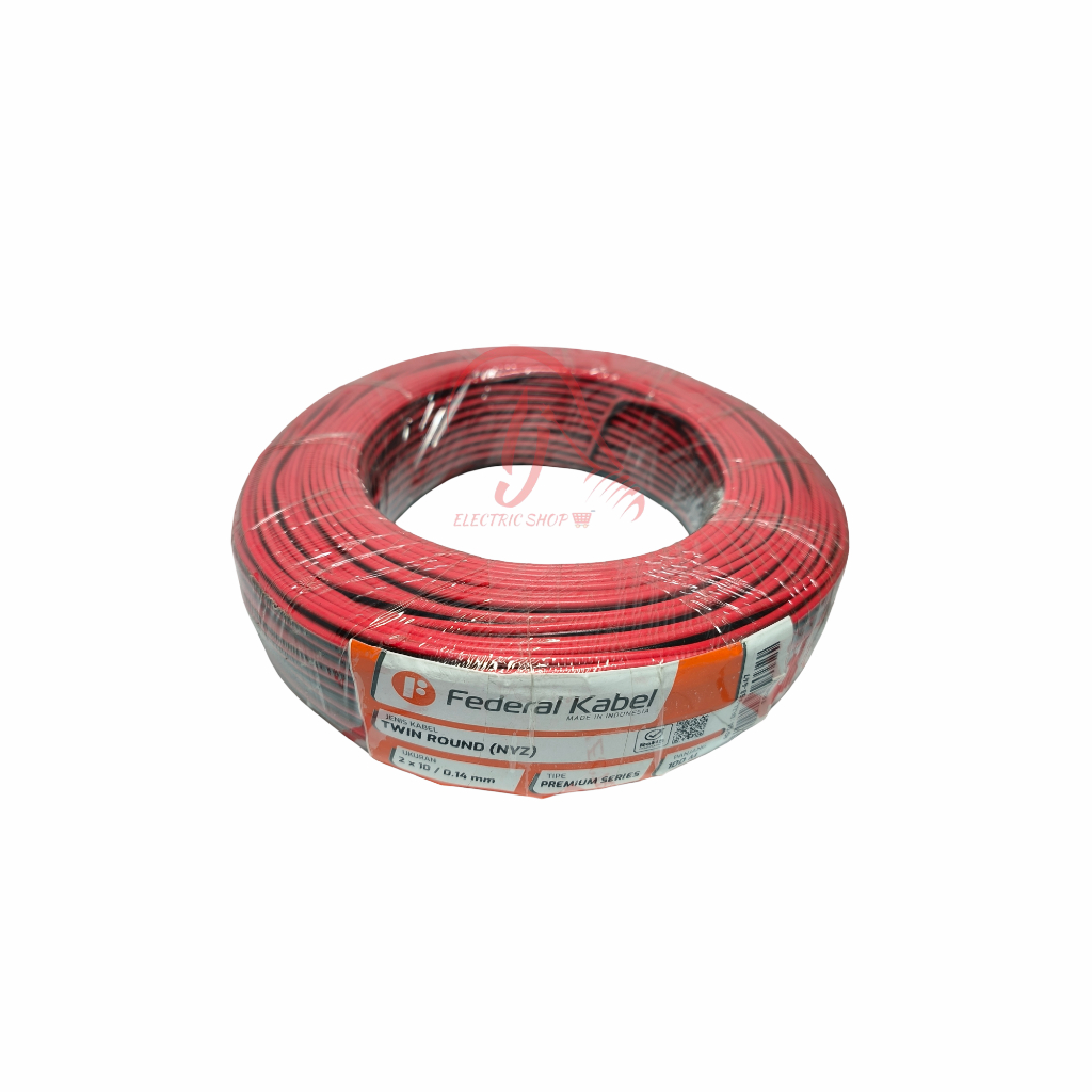 FEDERAN KABEL NYZ TWIN ROUND KABEL CABLE DC KAWAT SERABUT NYZ 2 X 10 0,14MM NYZ 0.14MM 100M 100 METE