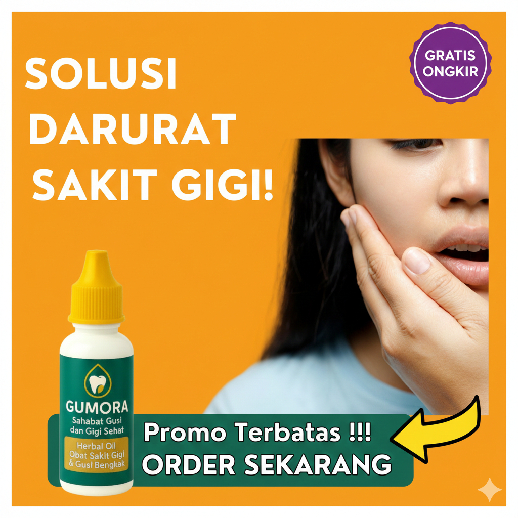 GUMORA Obat Sakit Gigi & Gusi Bengkak Herbal – Ampuh Atasi Nyeri Gigi, Sariawan, Aman Anak Dewasa CO