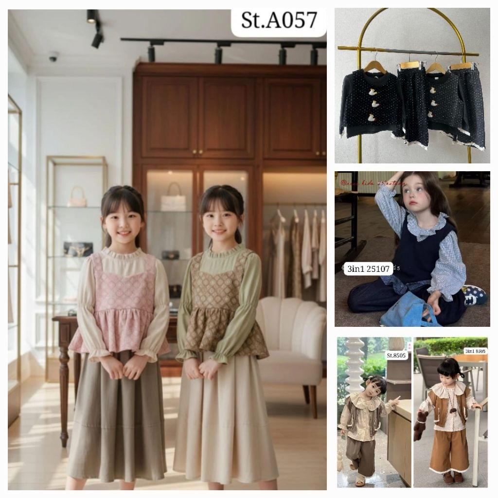 setelan overall anak perempuan import/setelan overall jeans import anak perempuan/setelan anak/overa