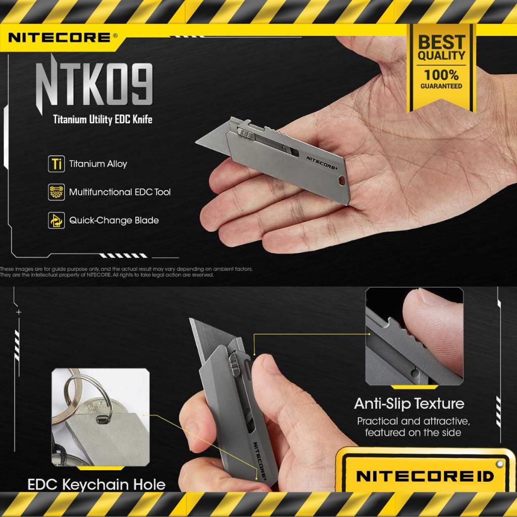 NITECORE Pisau Cutter Quick Change Blade Utility Knife Titanium Alloy - NTK09