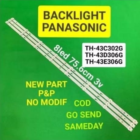 Backlight led tv panasonic 43E302G 43E306G 43C302G 8LED 3V