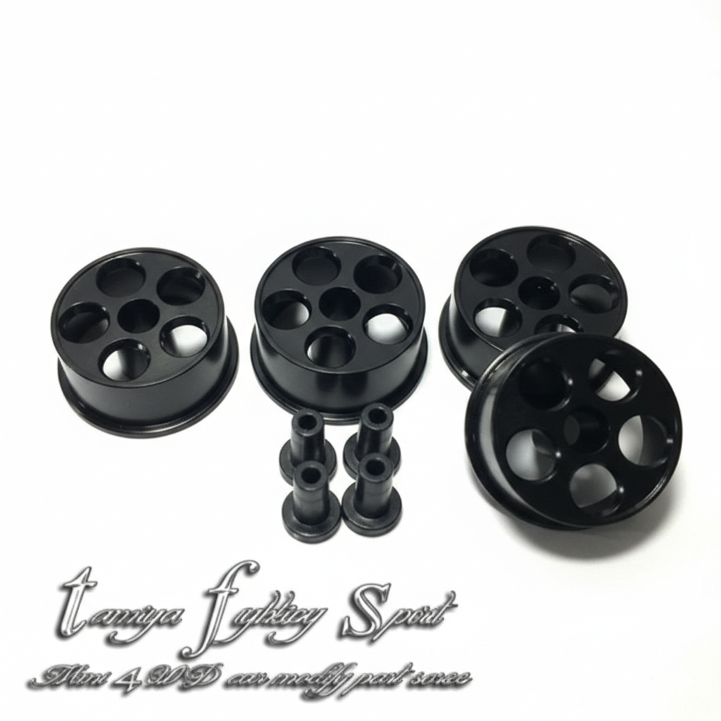 Rep Velg ALU Tamiya 4pcs 94710  Aluminium Wheel  Velg ALU 5 M Black VA5M01