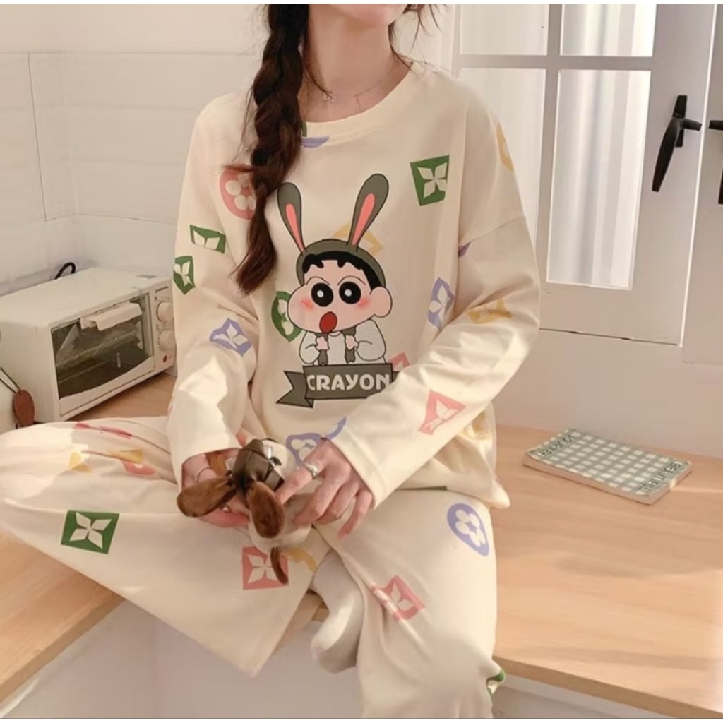 Piyama crayon shinchan jumbo baju tidur shinchan jumbo piyama wanita jumbo karakter crayon shinchan