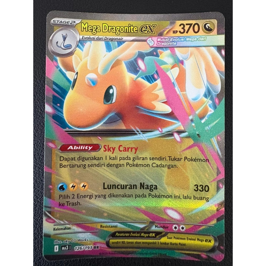 Kartu Pokémon TCG Indonesia - Mega Dragonite ex 126/193 RR - Mega Impian MA3