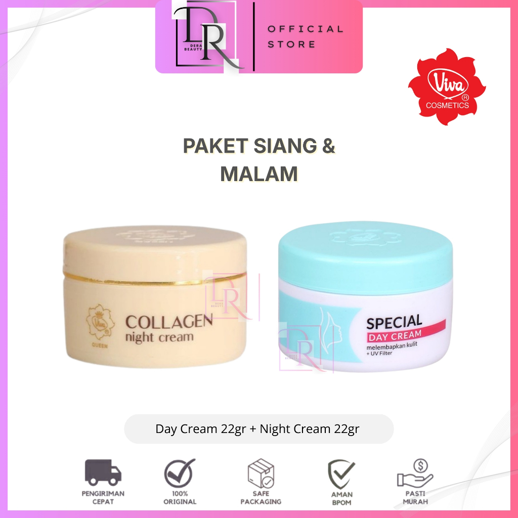 Paket Viva Cosmetics Perawatan Wajah Cream Siang dan Malam / Day & Night Cream Ukuran 22gr ORIGINAL 