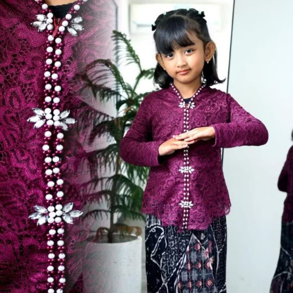 SETELAN KEBAYA WISUDA ANAK PEREMPUAN / KEBAYA ANAK KECIL NCIM PAYET / BAJU KEBAYA ANAK MODERN / KEBA
