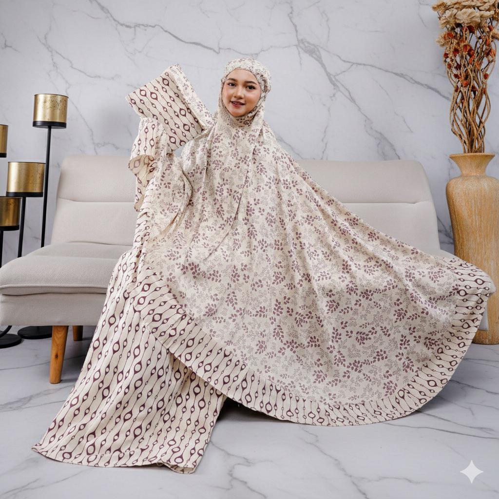 MUKENA RUKUH KATUN RAYON JUMBO MOTIF BUNGA BATIK GIFT HADIAH RAMADHAN LEBARAN UMROH HAJI FREE TAS