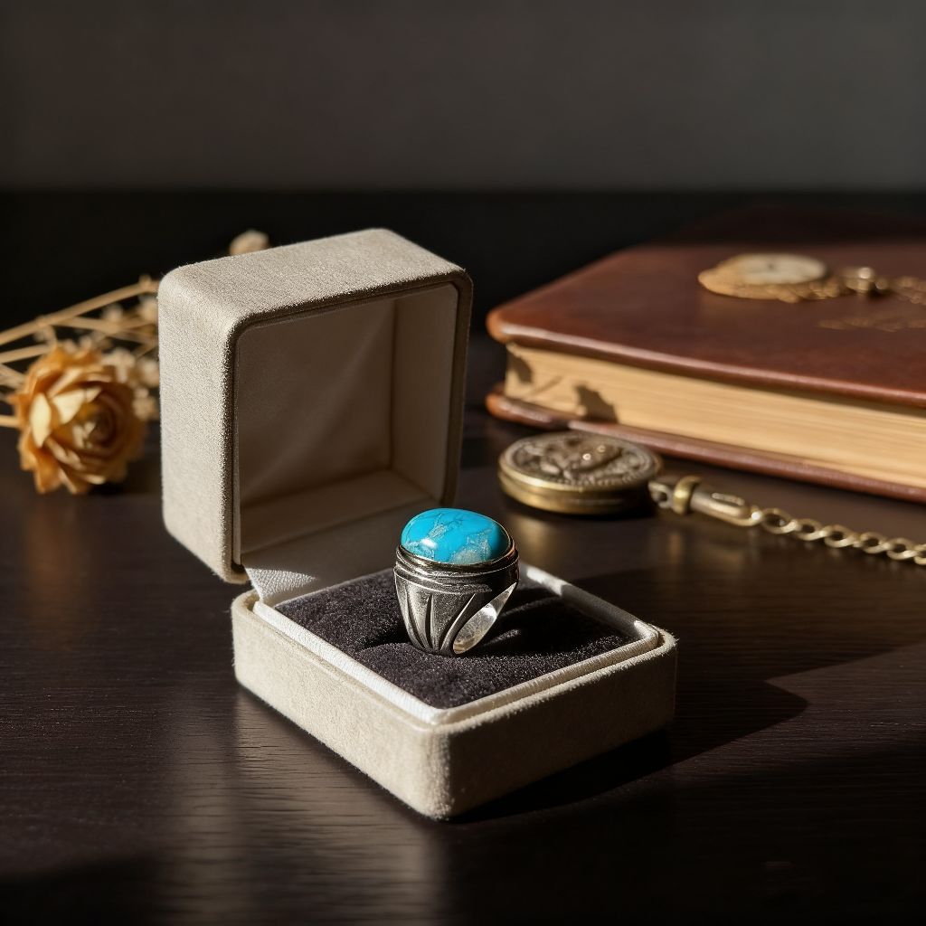 Cincin Batu Akik Pirus Mesir Urat Perak 18x13mm Ring Monel Tanam Terbaru