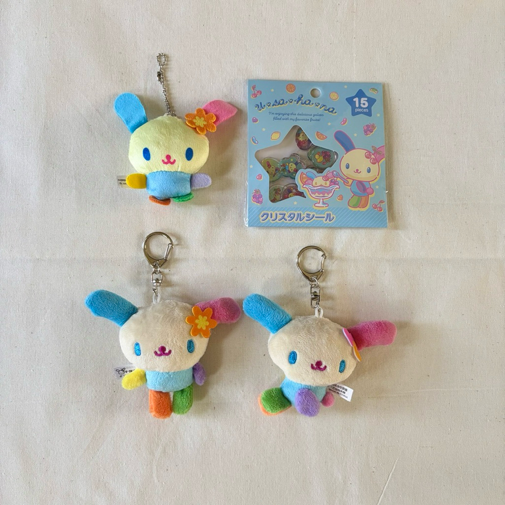 Sanrio Usahana Original gacha plush keychain stickers gashapon trinkets