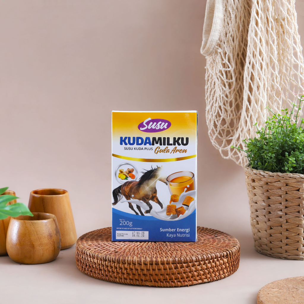 PAKET 3 BOX Kudamilku - Susu Kuda Bubuk PLus Guka Aren Isi 200gr Untuk Asam Urat, Tulang Dan Nyeri S
