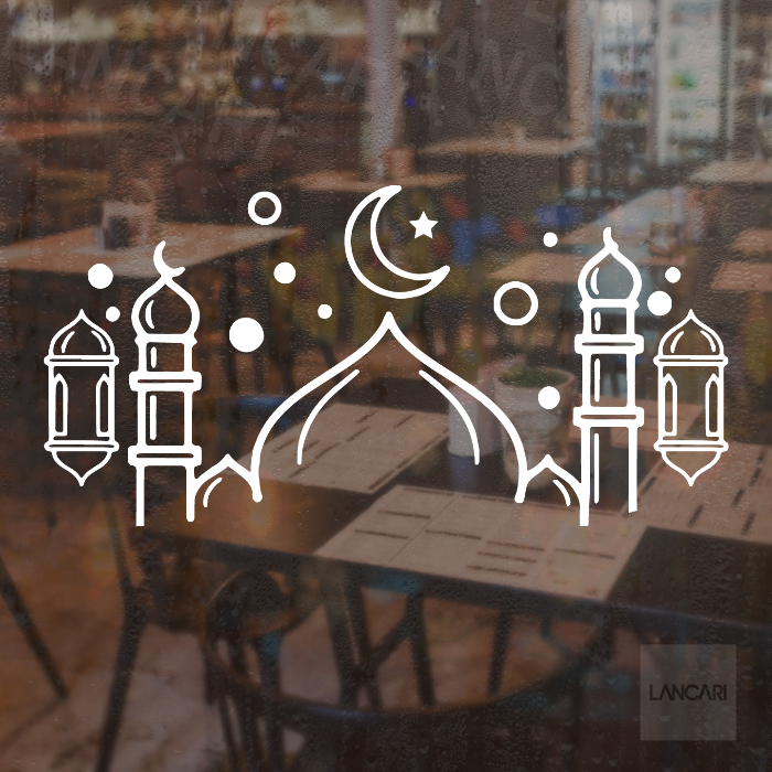dekorasi stiker Icon Masjid Lentera kaca sticker ramadan wall window decal idul fitri ramadhan