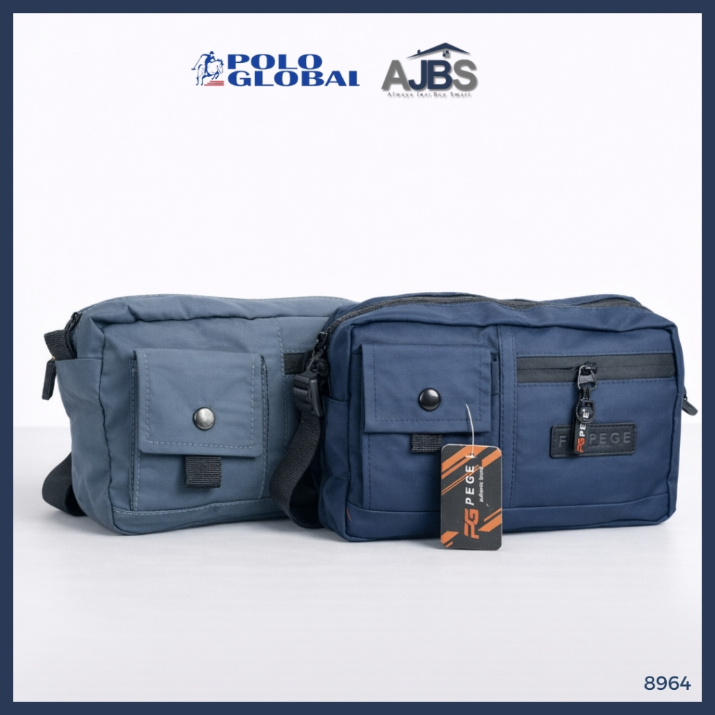 Tas Polo 8964 Mini Sling Bag Pria Simpel - Tas Selempang Pria Waist Bag Pounch Pria Unisex Tas PEGE