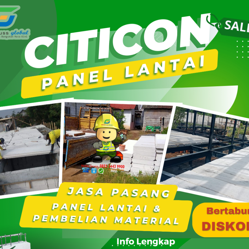 Pasang Panel Lantai Citicon di Bojonegoro, Mojokerto, Tuban, Lamongan, Jombang-Dak Hebel M2-dak inst