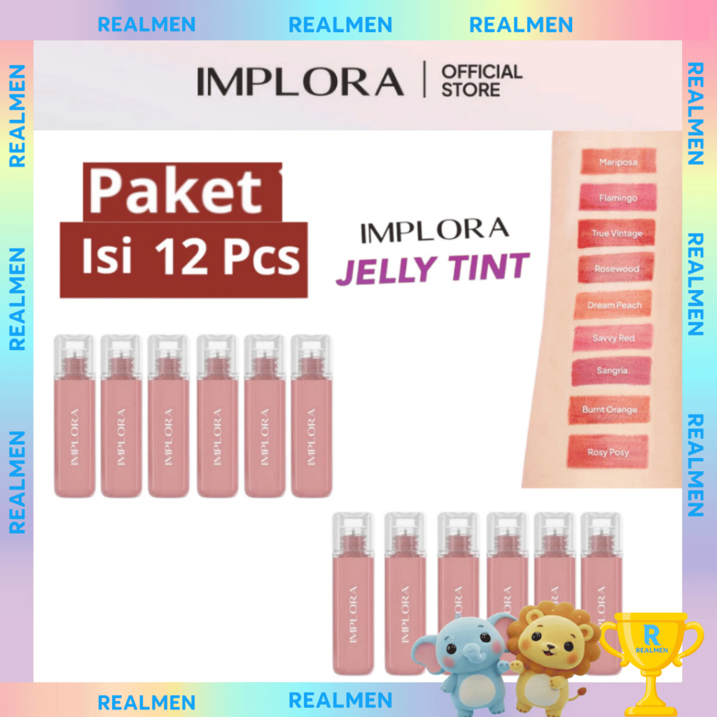 Implora Jelly Tint Paket 1 Box Isi 12 Pcs | Jelly Tint Melembabkan Bibir | REALMEN BEAUTY