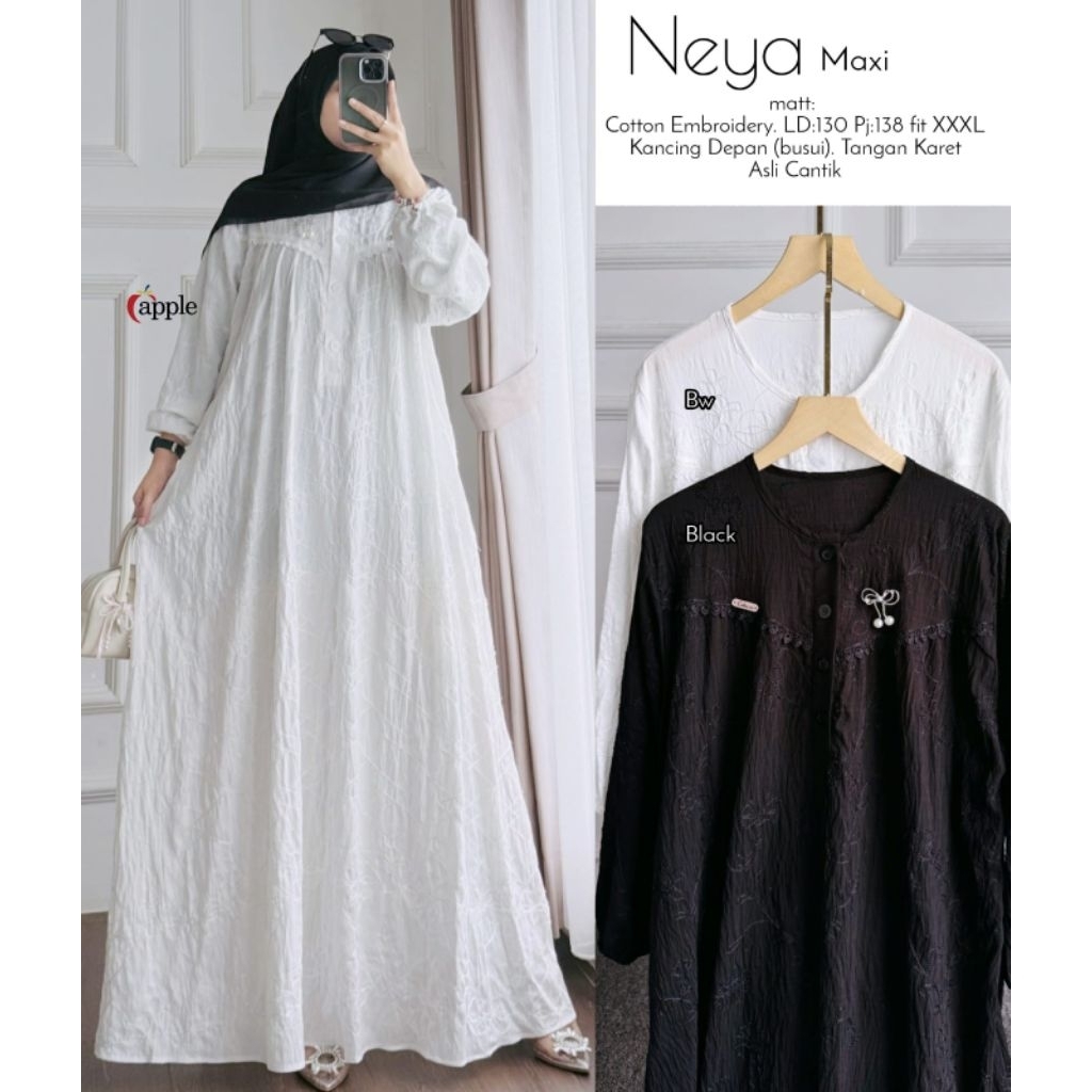 Gamis Simple Polos Catton Embordery Bordir NEYA DRES