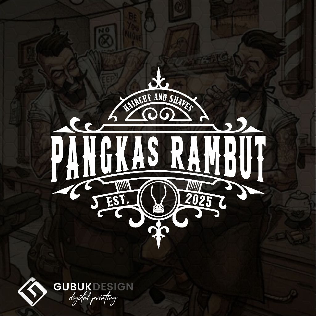 Stiker Dekoarasi Salon Barbershop Kaca Dinding Barbershop pangkas Rambut