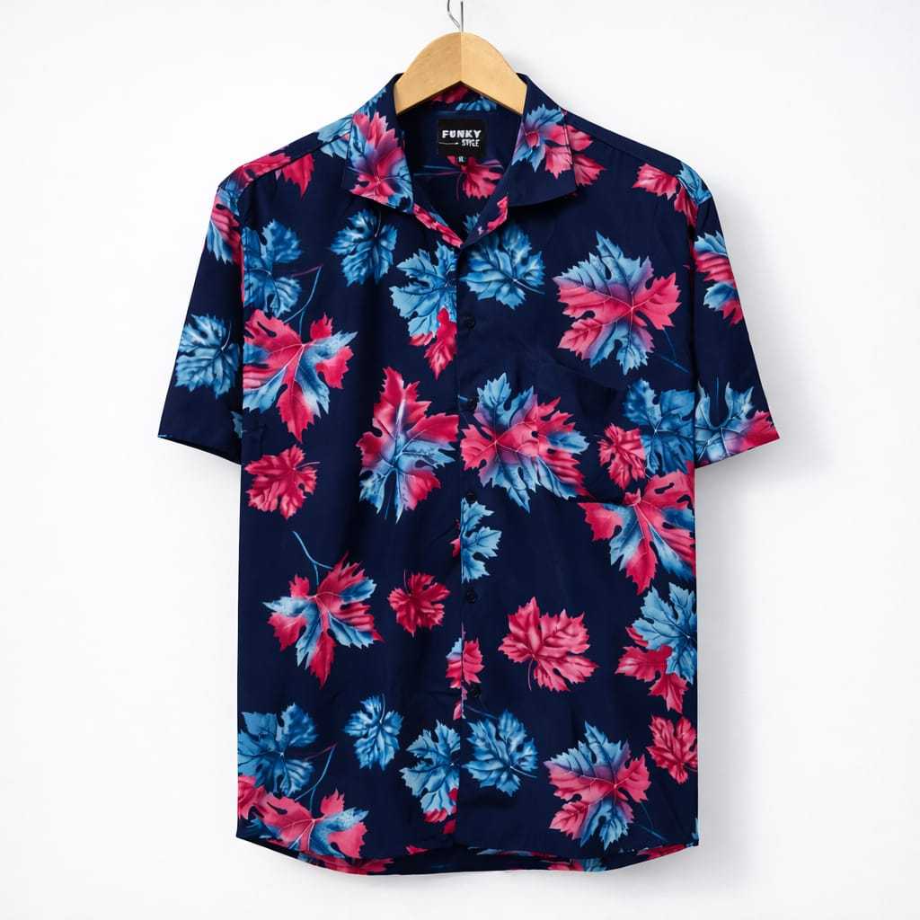 Kemeja Hawai Motif Bunga  Kemeja Pria Wanita Lengan Pendek kemeja Hawai Kemeja Surfing New Trend